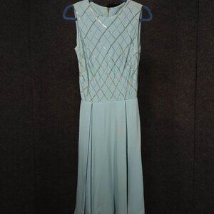 1950's Light Blue Sequin Encrusted Circle Dress by Jean d' Arc